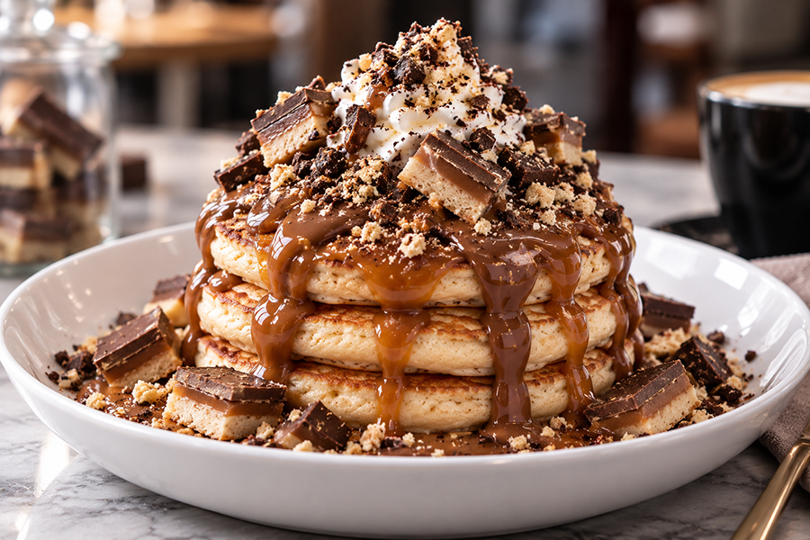 Millionaires shortbread pancake stack