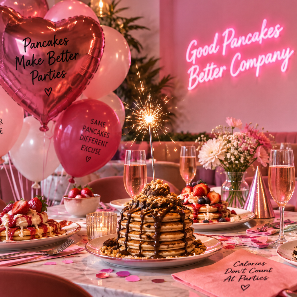 Pink Pancake Club party setup